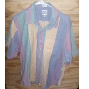 Vintage Men's Chaps Ralph Lauren XL Pastel Stripe Button Up 90s Colorblock